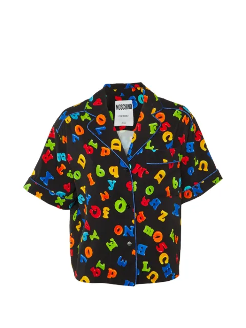 Moschino Pre-Owned letter-print crepe shirt Black 1206989