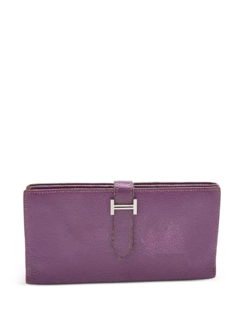 Hermès Pre-Owned 2020 Herm√®s Cyclamen Chevre Mysore Leather Palladium Finish Bearn Wallet Purple 731870