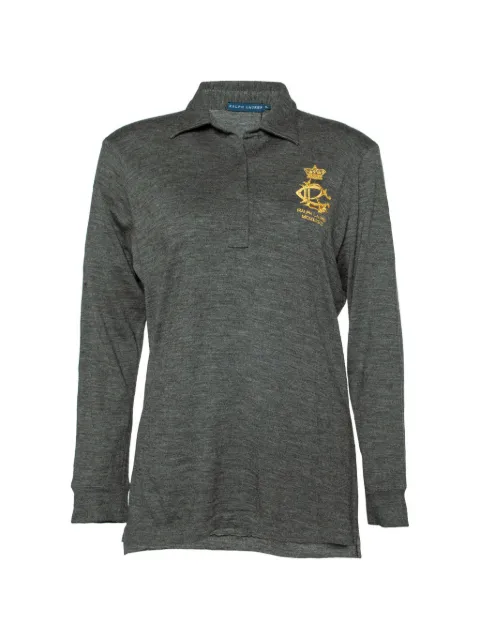 Polo Ralph Lauren Vintage Ralph Lauren Dark Grey Wool & Cashmere Long Sleeve Polo T-Shirt XL Grey 796156