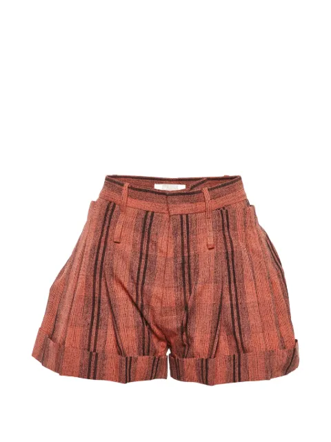 Chloé Pre-Owned striped tie-detail shorts Orange 1185781
