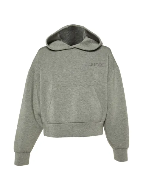 Gucci Pre-Owned Gucci logo-embroidered jersey hoodie Grey 1122071