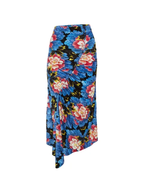 Kenzo Pre-Owned floral-print asymmetric-hem skirt Blue 1196970