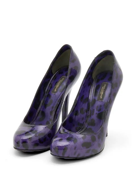 Dolce & Gabbana Pre-Owned leopard-print patent-leather platform pumps Purple 723904