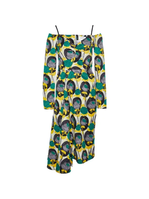 Sportmax floral-print long-sleeve midi dress Yellow 962598