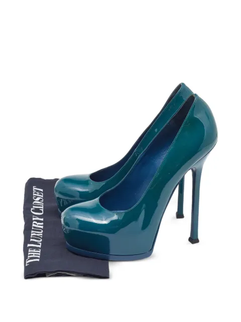 Saint Laurent Pre-Owned Tribtoo platform pumps Green 832354
