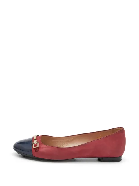 Tod's Vintage cap-toe buckle ballet flats Red 713152