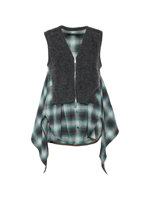 DSQUARED2 checkered knit-overlay shirt Green 755699