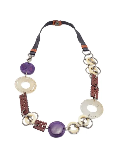 Marni Pre-Owned leather and wood chain-link necklace Silver 717854