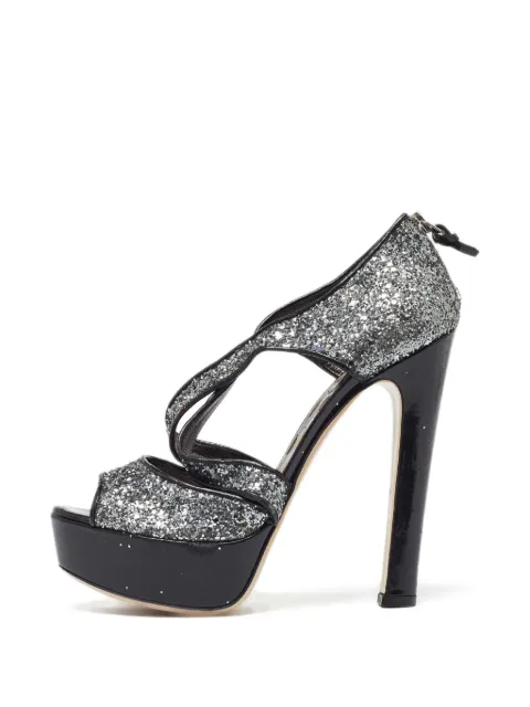 Miu Miu Pre-Owned glitter platform sandals Silver 1021951