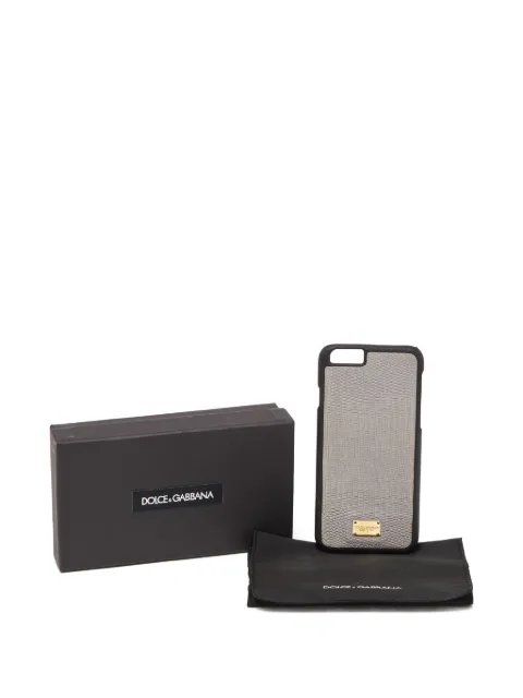 Dolce & Gabbana Pre-Owned lizard-embossed logo-plaque phone cover Grey 867471