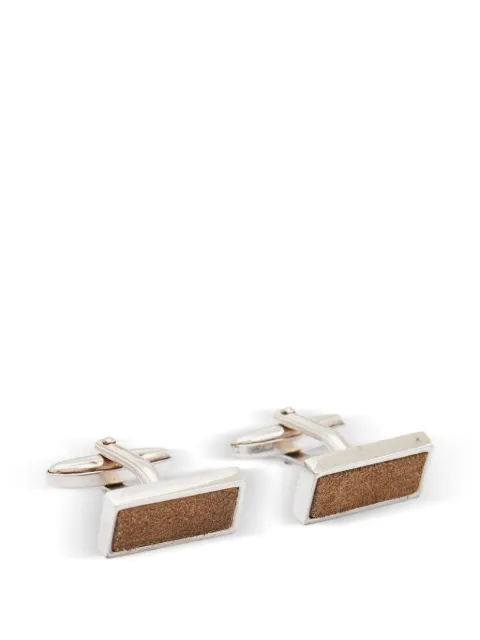 BOSS rectangular suede cufflinks Silver 803665