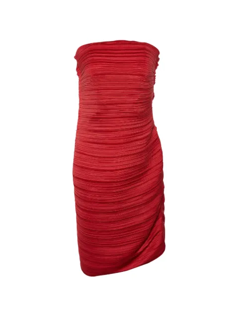 Lanvin Pre-Owned Plissé strapless mini dress Red 801511
