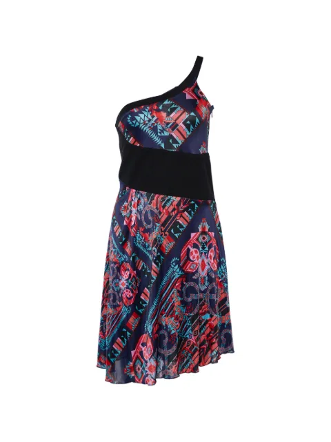 Versace Pre-Owned printed one-shoulder dress Blue 735218