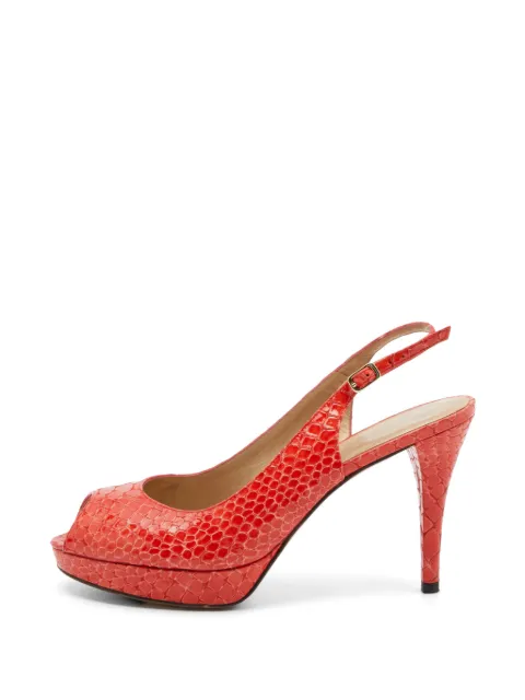 Stuart Weitzman python-embossed slingback pumps Red 814308