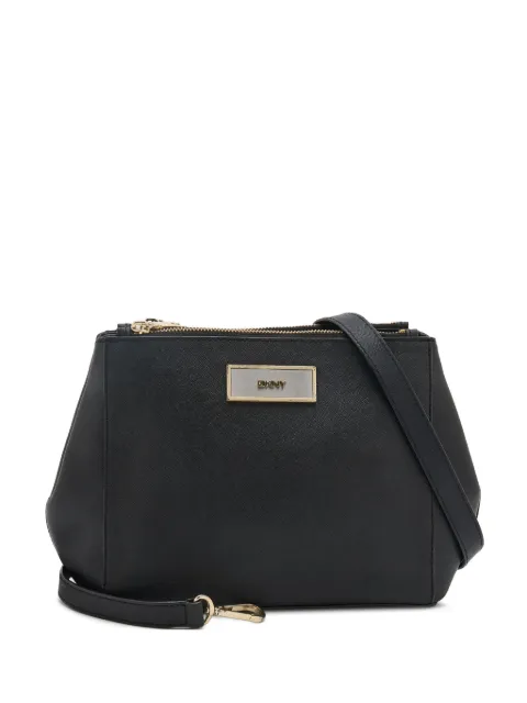 DKNY Vintage logo-plaque leather shoulder bag Black 683574