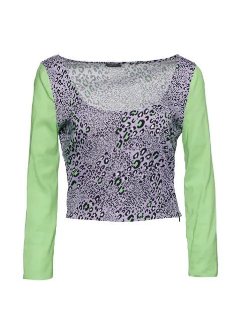 Versace Pre-Owned Leopard-print knit top Purple 690288