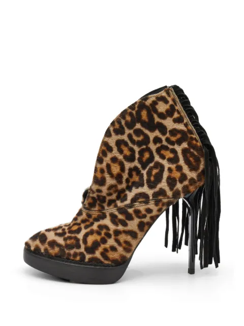 Burberry Pre-Owned leopard-print fringe ankle boots Neutrals 720098