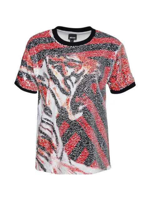Just Cavalli Vintage sequinned animal-pattern top White 713794