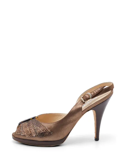 Oscar de la Renta Pre-Owned python-embossed slingback pumps Brown 746855