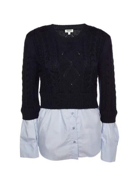 Kenzo Pre-Owned shirt-insert knit sweater Blue 877768