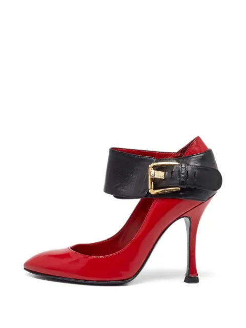 Sergio Rossi Vintage buckle ankle pointed-toe pumps Red 1020361