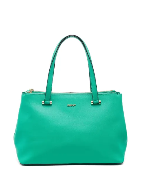 DKNY Vintage leather double-zip tote bag Green 754620