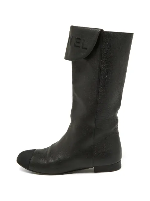 CHANEL Pre-Owned logo knee-hight boots Black 930668