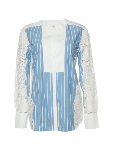 SANDRO striped lace-panel shirt Blue 970631