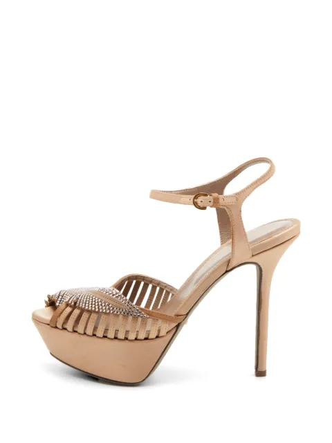 Sergio Rossi Vintage Crystal-embellished ankle-strap sandals Neutrals 823890
