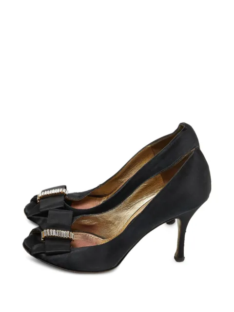 Dolce & Gabbana Pre-Owned crystal-embellished bow peep-toe pumps Black 923918