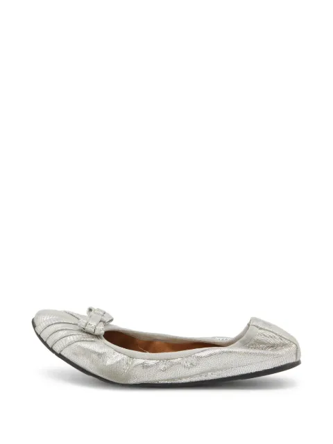 Ferragamo Pre-Owned bow-detail metallic ballet flats Silver 813826