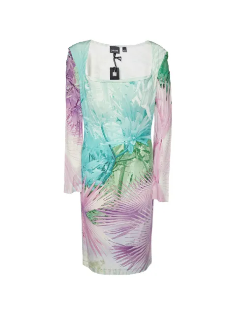 Just Cavalli Vintage tropical-print off-shoulder dress Blue 932275