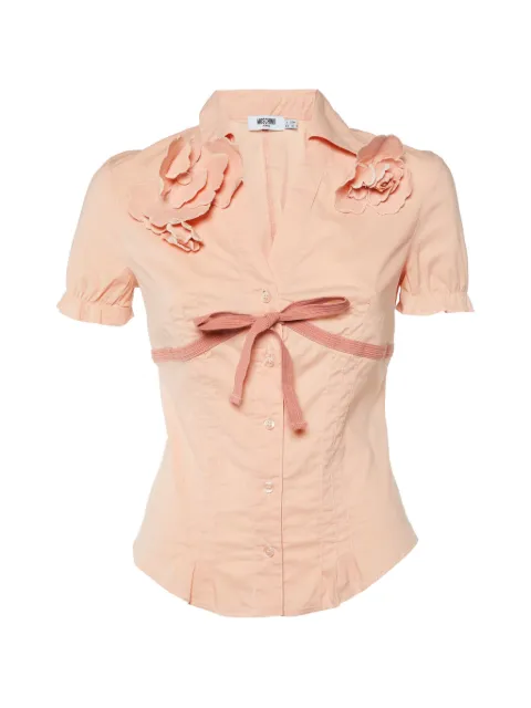 Moschino Pre-Owned flower-detail bow-fastening shirt Pink 1081690