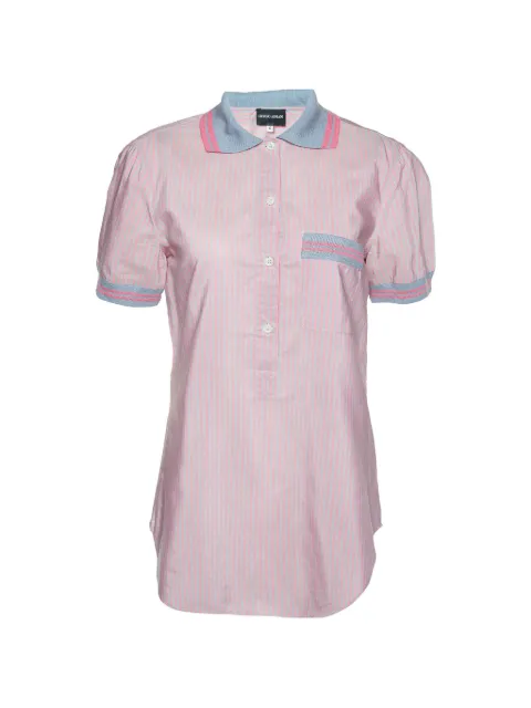 Giorgio Armani Pre-Owned stripe-print half-placket shirt Pink 981503