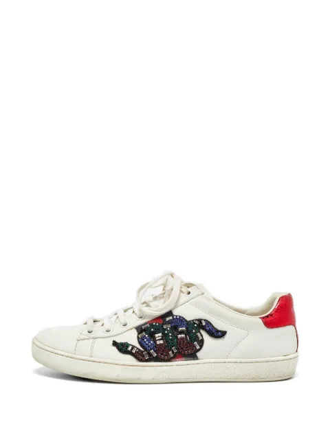 Gucci Pre-Owned Ace snake-motif sneakers White 1056001