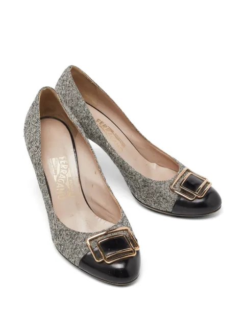Ferragamo Pre-Owned tweed buckle-detail pumps Grey 991843
