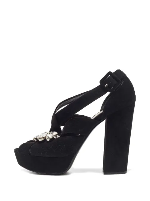 Miu Miu Pre-Owned crystal-embellished platform sandals Black 866671