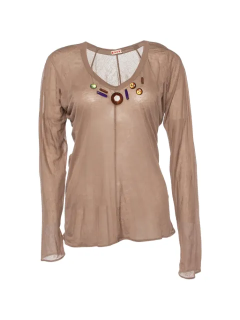 Marni Pre-Owned embellished long-sleeve top Neutrals 891876