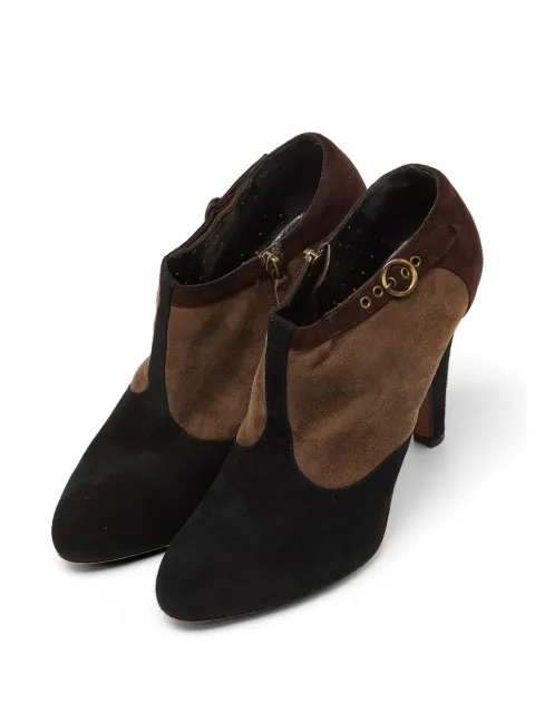 Moschino Pre-Owned buckle-detail suede ankle pumps Brown 982166