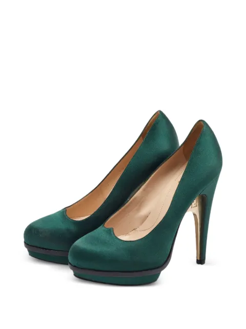 Fendi Pre-Owned Bridge heel platform pumps Green 1107116