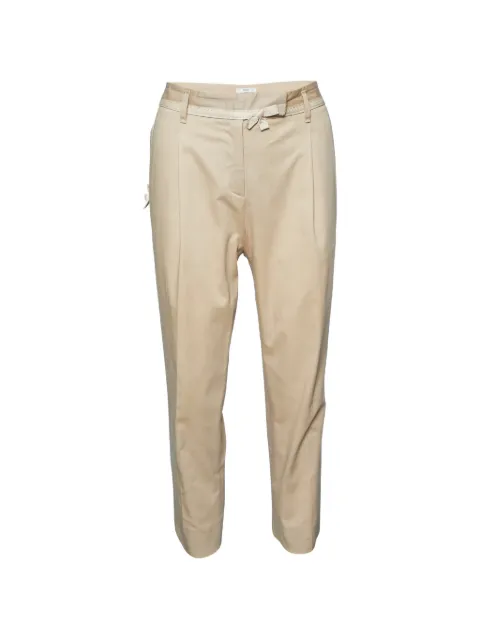 Prada Pre-Owned tapered-leg bow-detail trousers Neutrals 774893