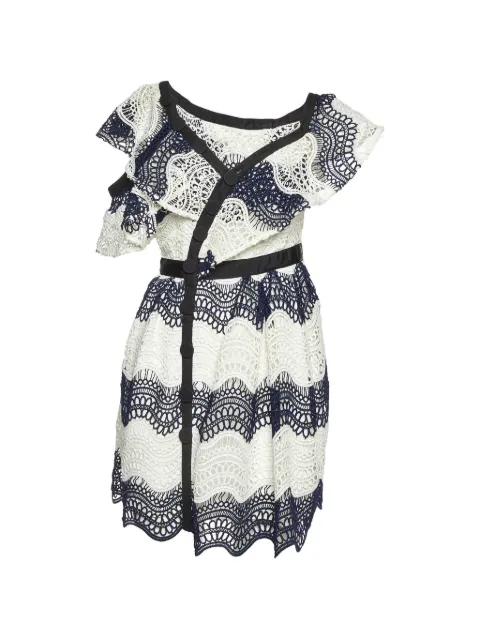 Self-Portrait lace-detail mini dress Blue 1114021