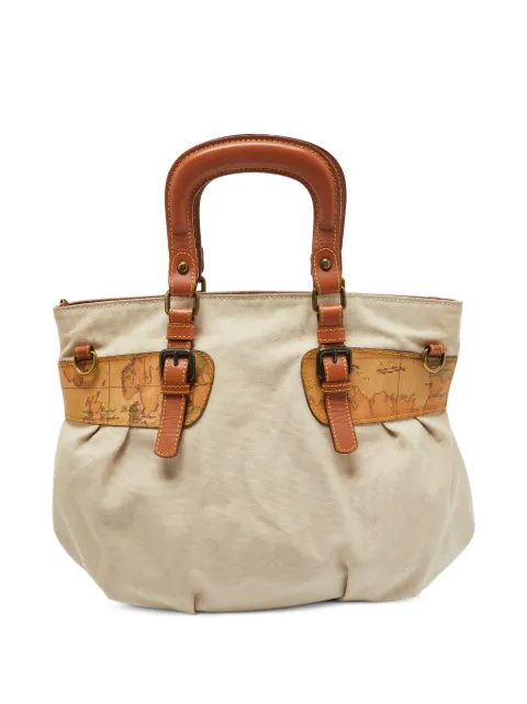 ALVIERO MARTINI 1° CLASSE Geo-print canvas satchel bag Neutrals 1018455