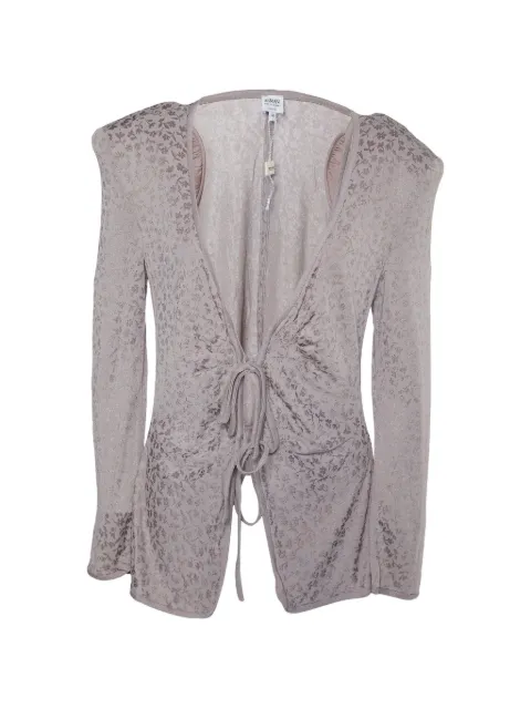 Emporio Armani Pre-Owned floral jacquard tie-front sweater Grey 862905