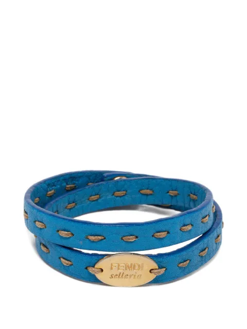 Fendi Pre-Owned Selleria leather bracelet Blue 1027530