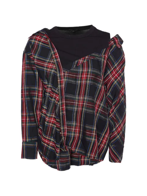 Maje asymmetric plaid-check shirt Black 975859