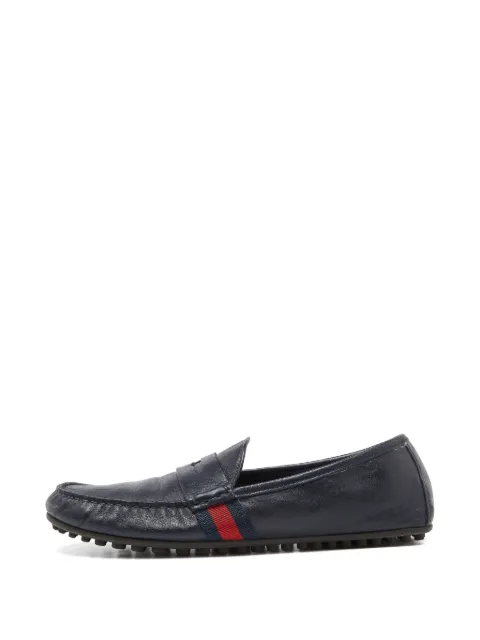 Gucci Pre-Owned Web-accent penny loafers Blue 969498
