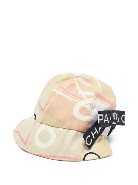 CHANEL Pre-Owned bow-detail printed bucket hat Neutrals 1077940