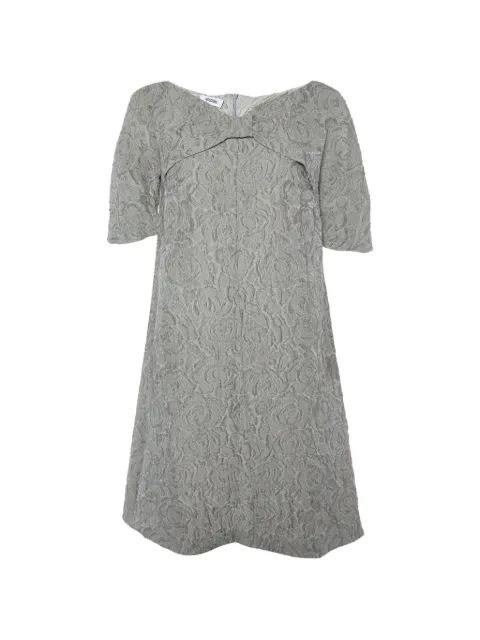 Moschino Pre-Owned floral jacquard bow-detail shift dress Grey 852960