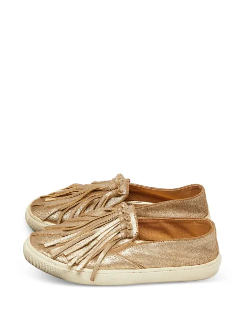 Tory Burch fringe-details slip-on suede sneakers Gold 909535